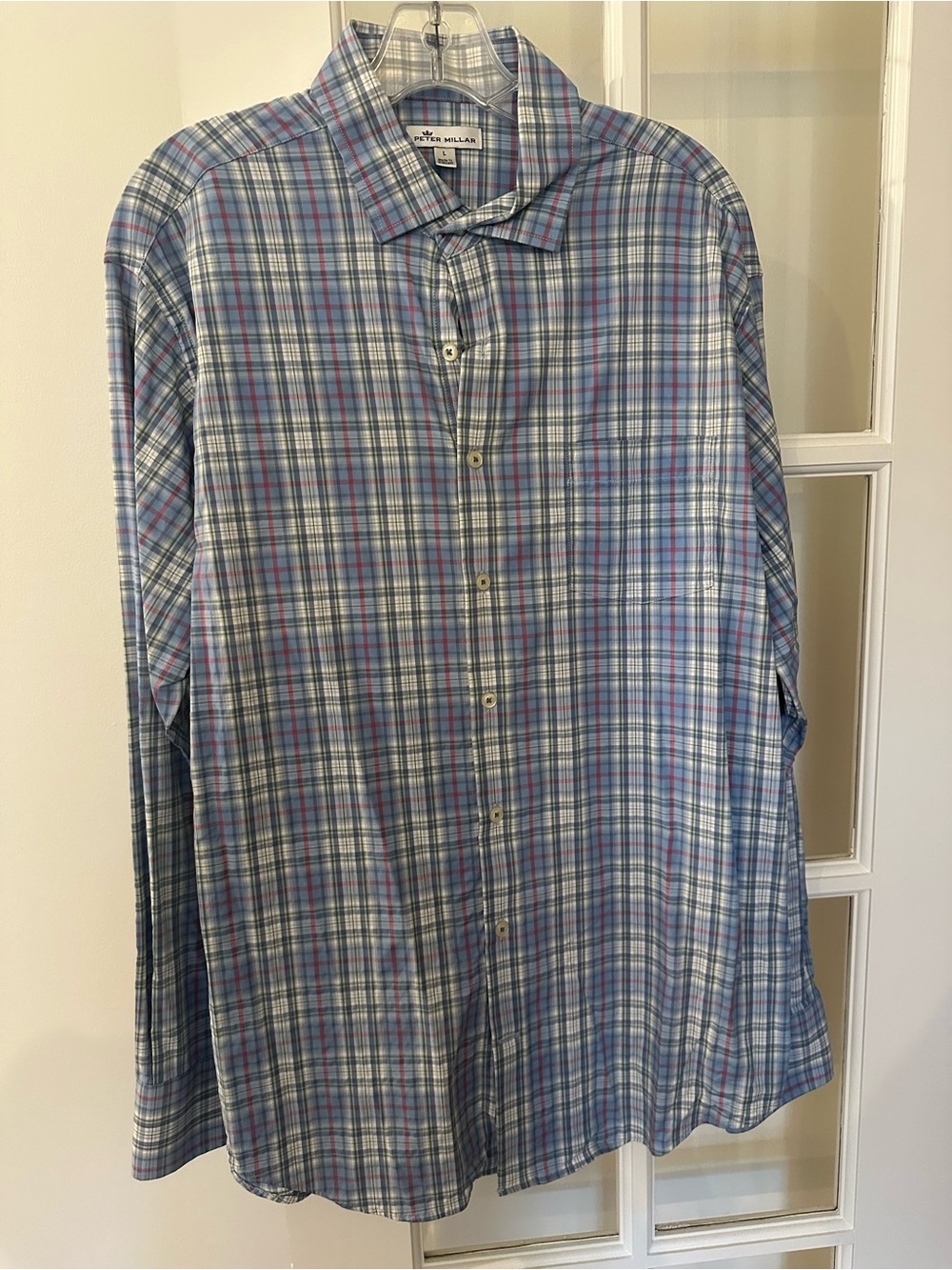 Peter Millar Multicolor Plaid Button-Down Shirt (Blue & Pink Accents)